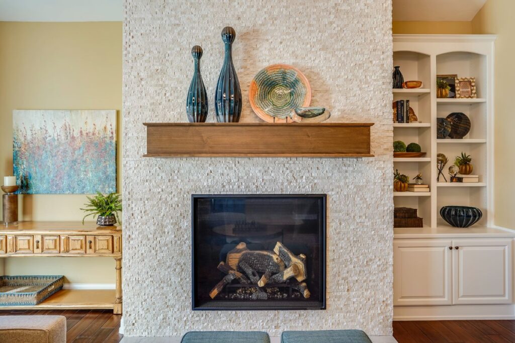 Fire place and mantel from a San Francisco Bay Area custom home remodel