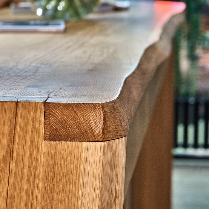 Details of the custom crafted wood table